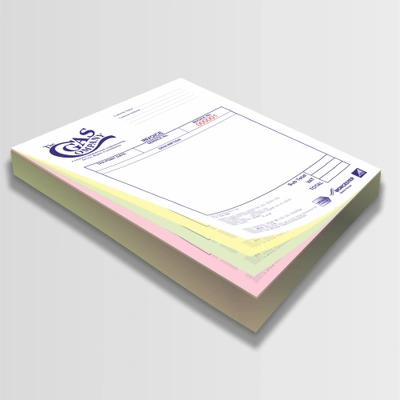Quadruplicate NCR pad. White, yellow, green, pink sheets